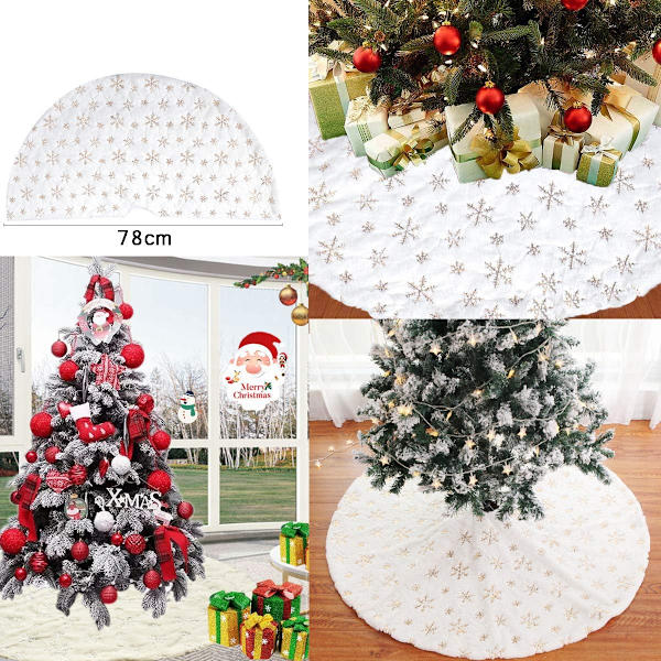 78cm Gyllene Julgransmatta, Trädmatta, Vit Julgransmatta, Plysch Trädmatta, Mattadekor, Trädände C D
