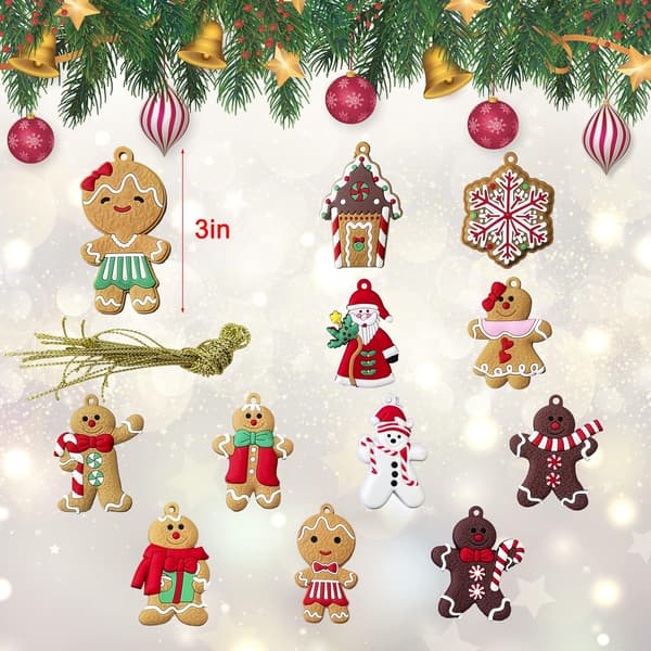 12 st Söta Pepparkaksmän Julgranspynt DIY, 3 tum, C
