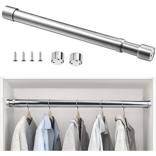 Utvidbar garderobestang i rustfritt stål 47cm til 80cm justerbar T