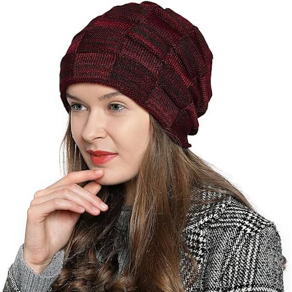 Dam vinter mössa slouch beanie ull mössa med varm fleecefoder