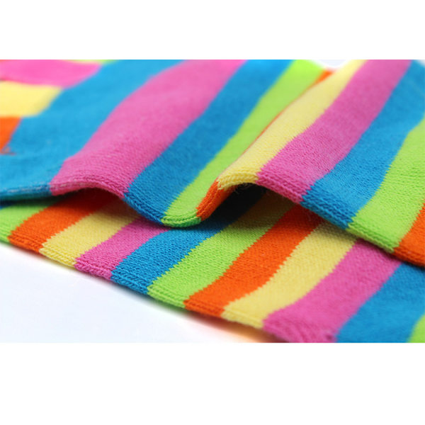 (Orange) 4 par Full Finger Toe Socks Bomullssockor Toe Separated Socks Rainbow Stripe Socks för Kvinnor