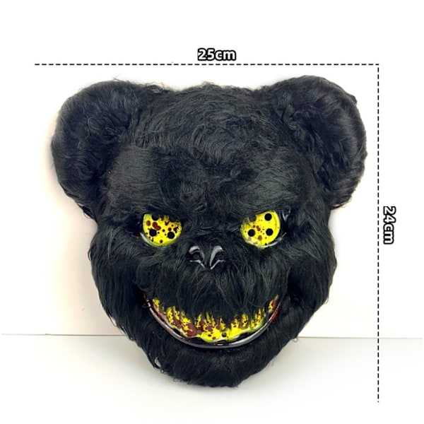 Black Halloween Scary Bear Mask, Creepy Masks for Adults Kids, Horror Teddy Bear Mask, Plush Bloody