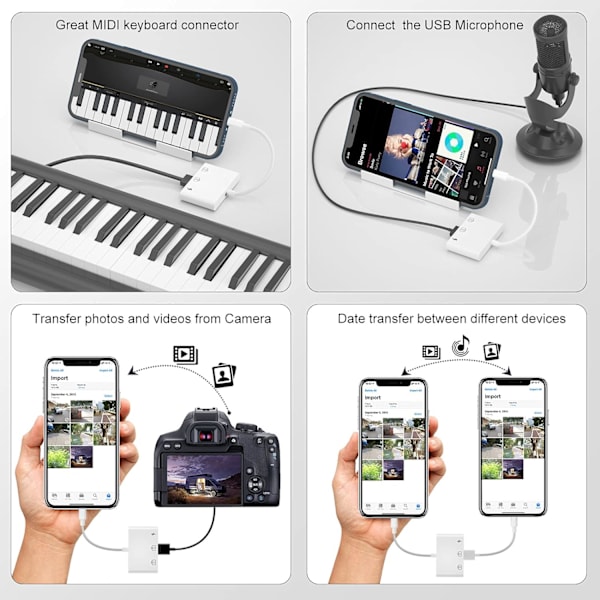 iPhone USB-kameraadapter, 3 i 1 iPhone USB-adapter Lighting USB