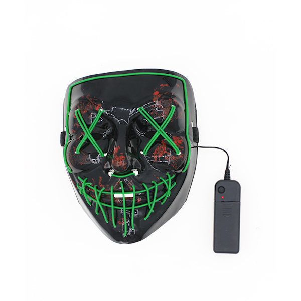 1 LED-valo, pelottava Halloween, hehkuva neon-naamio 3 valaistustilalla ja El-johdolla