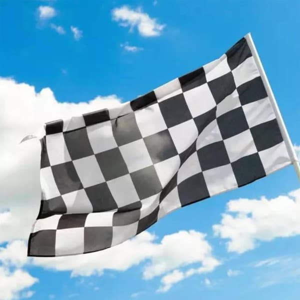 Tre 90 * 150cm 3 * 5ft sorte og hvide ternede racerflag w