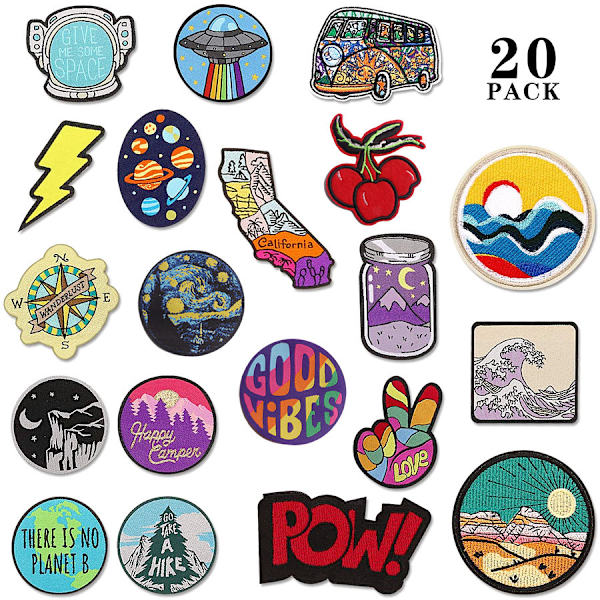 Broderede Stryge-på-lapper, 20 stk. Blandede Rum Cherry Bottle Applique Stryge-på-lap Sticker eller Sy-på-lap til Tøj T