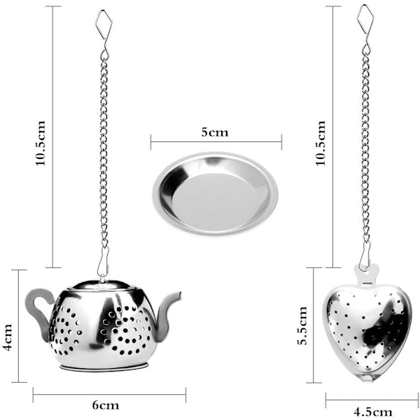 Fint hullet te-filter, 6 stk. rustfrit stål te-infuser te-kugle
