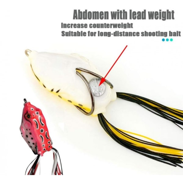 5 stk. lokkemad frø topwater frø crank frø, blød fiskefoder F