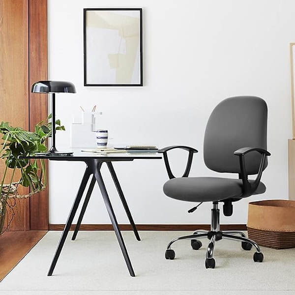 Kontorstoltrekk (Grå, 2 stk), Avtakbart Stoltrekk, Universell Moderne Minimalistisk Stil, Svingbar Kontorstoltrekk