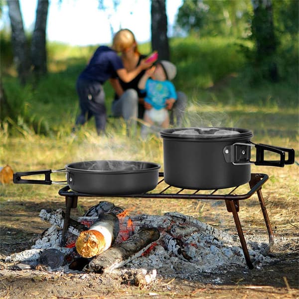 Camping kogegrej sæt til backpacking udstyr – Camping koge sæt - Camping gryder og pander sæt - Sort