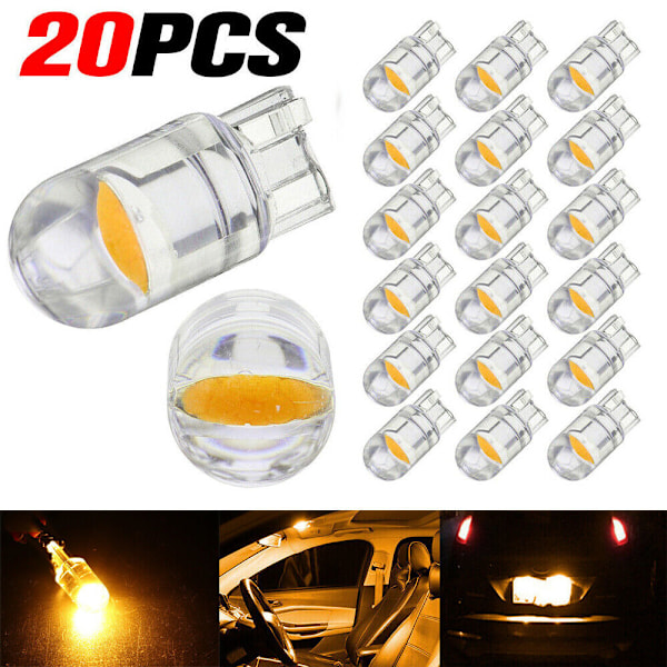 Bil T10 LED COB Amber Wedge Innvendig Kuppel Leselys Pære