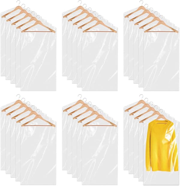 30-pack plastklädesöverdrag 60x90 cm Hängande klädpåsar Clea