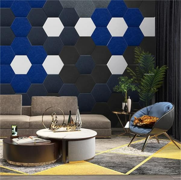 Mörkgrå självhäftande hexagonala akustiska skum, 12-pack hög densitet