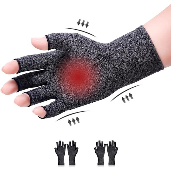 Kompressionshandsker til Gigt, 2 Par, Smertelindrende Handsker til Gaming og Osteoporose, Medium, Grå J