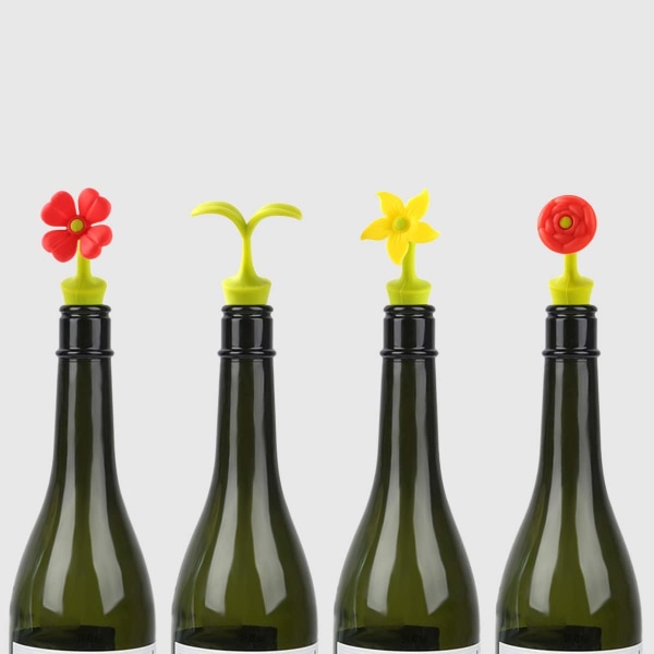 4PCS Silicone Wine Stoppers, Reusable Wine Bottle Stopper for Cha