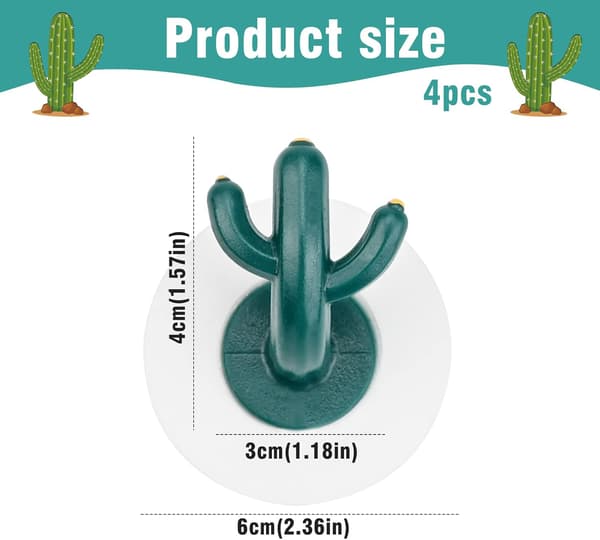 4 st Cactus självhäftande krokar plast handdukskrokar vattentäta Sti
