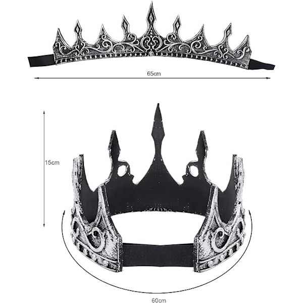 2 kappaletta keskiaikainen kuningas kruunu hiuspanta tiara lava Halloween cosplay kruunu prop naamiaisasu aikuisille