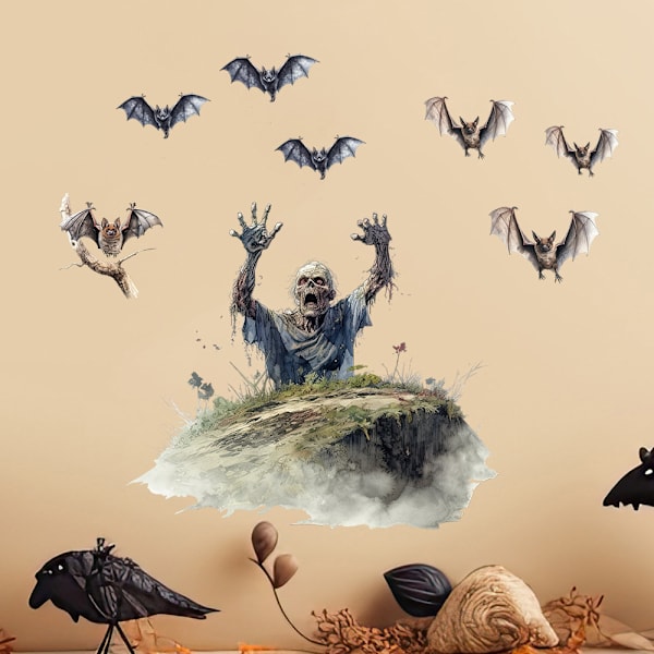 2024 Halloween nya fladdermus zombie väggdekaler J