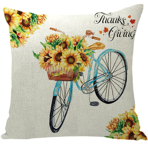 4 st. Solros Tryck Kuddfodral Kuddfodral Hem Soffa Dekor 45x45cm（A）
