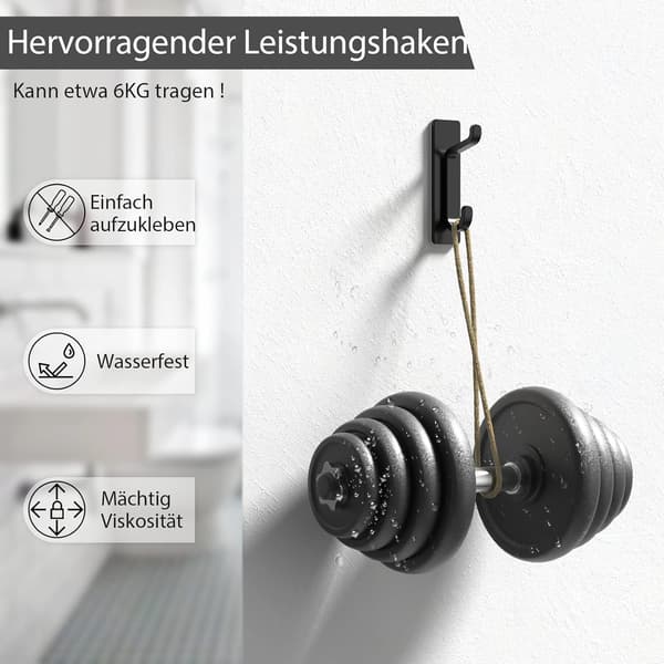 Sort klæbende vægkrog, badeværelse håndklædeholder, køkken te krog
