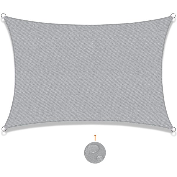 Skuggskydd, Vattenavvisande, 2 x 4 m, Polyester, rektangulär, grå