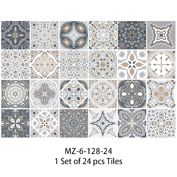 Kylpyhuoneen ja keittiön laattatarrat 24 kpl 10x10 cm - PS00023 Vedenkestävä PVC-tarra seinäkoriste Mosiikki ceme
