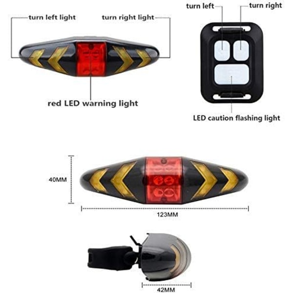 Pyörän takavalo LED-pyörän takakäännösten signaalilamput langattomalla kaukosäätimellä Ladattavat monitoimitilat Wa