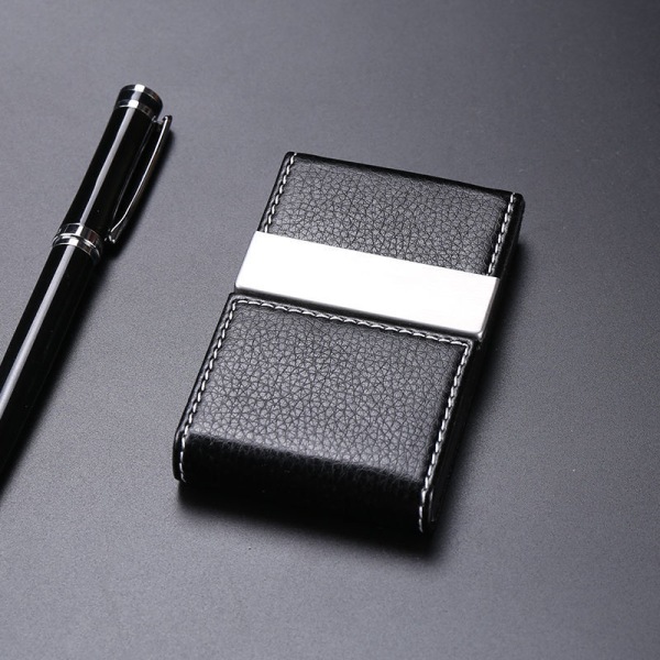 Black Business Card Holder - PU Leather Credit Card Holder, Ultr