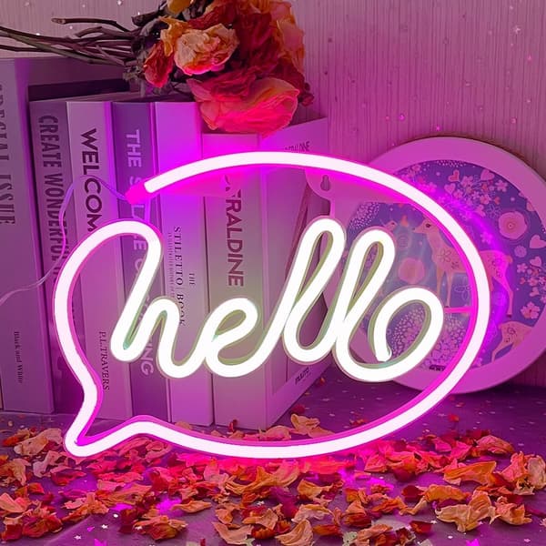 Neon skylt, Hello Neon Lights LED Neon Lights Sovrum USB eller Batte