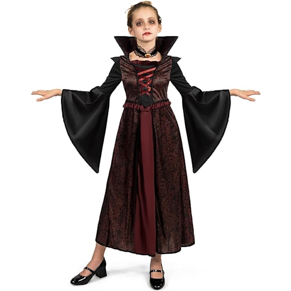 Medeltida 8-10 år Kostym Kunglig vampyrkostymset för flicka