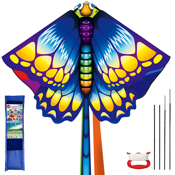 Drager til Børn i Alderen 8-12, Stor Drager til Drenge Voksne Let at Flyve & Samle, Stranddrager med 100 Meter Dragesnor Butterfly