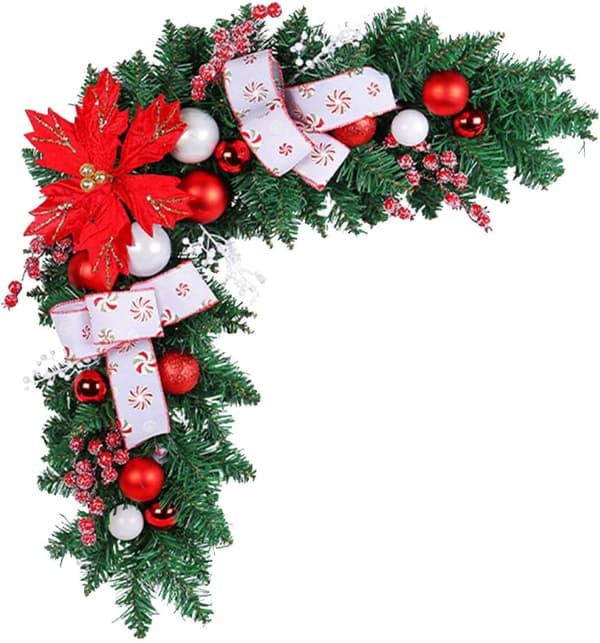 Rattan Julepynt til Dørhjørne - Julekrans til Vindue