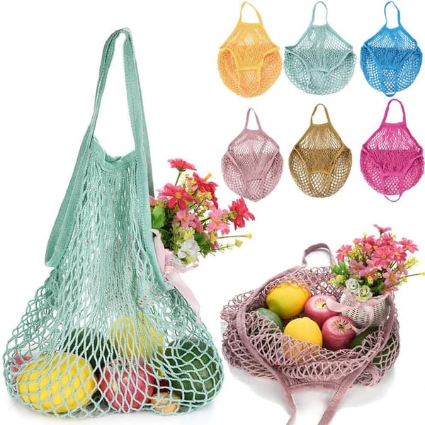 Bomullsnettpose for shopping Gjenbrukbar handlepose Shoppi