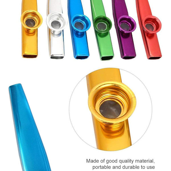 Sæt med 6 metal kazoo musikinstrumenter, metal kazoo musikfløjte