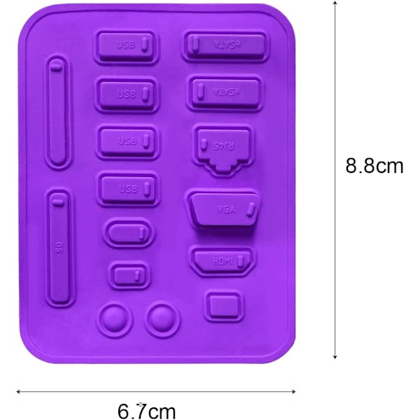 16 stk. silikone anti-støvprop (lilla), computer interface cap port cover anti-støvbeskytter til U