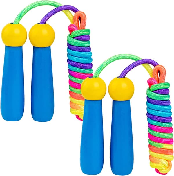 Hopprep för barn (blå), [2-pack] Justerbar bomullsrep med W