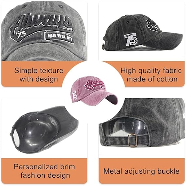 Hip Hop Hat - Baseball Cap, Unisex Vintage Jeans Hat Justerbar Cap Hip-hop