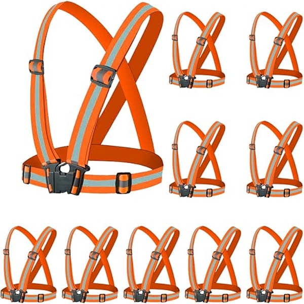 10 stk. Refleksvest (oransje) - Refleksvest for løping, refleksvest med sikkerhet