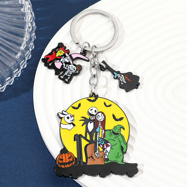 The Nightmare Before Christmas nøglering, Jack Skellington horror nøglering, gave til kvinder, gul H