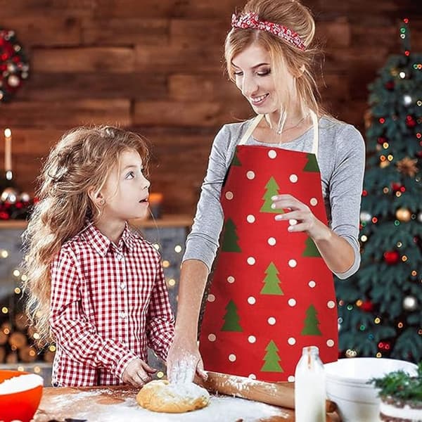 68*55CM, 1 st julköksförkläde Röd God Jul Förkläde Nyhet Klassisk Linneförkläden Justerbar Hals Present De M