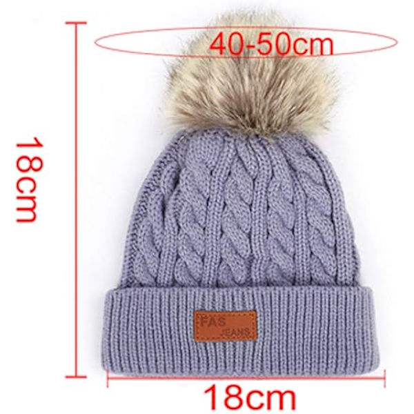 Grå vintermössa för barn med pompom för att hålla pojkar och flickor varma