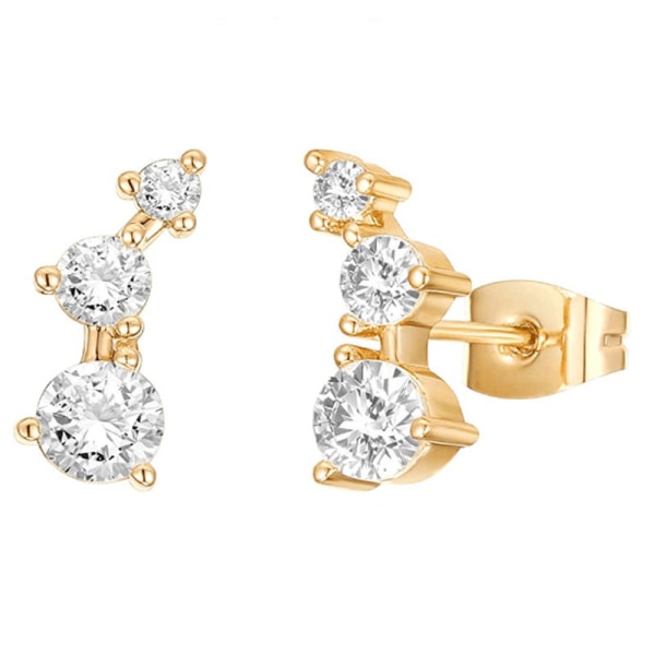 Gold Plated Sterling Silver Post Mini Cubic Zirconia Ear Crawler