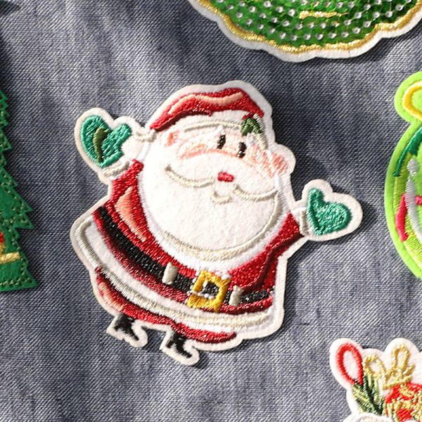 10 stykker julelapper, juleapplikasjoner, klistremerker, juleplagglapper, broderte juleapplikasjoner