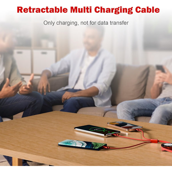 Multi-opladerkabel (2 pak, 1m), 3 i 1 Trækbart Opladerkabel, Universal USB Opladerkabel m