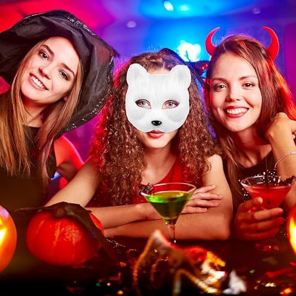 Plysj Ræv Ansigts Ræv Hvid Ansigtsmaske til Maskeradebal Halloween Sceneoptræden Banket