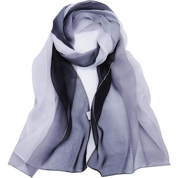 63"×20"  Black Chiffon Scarf for Women - Ladies Scarves Lightweight, Ombre Chiffon Scarf Soft Lightw