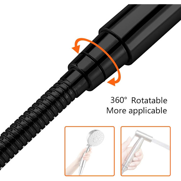 Flexibel handdusch, duschslang, 1,5 m, anti-kink, stål