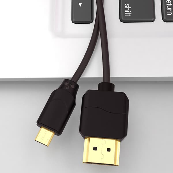 2m Micro HDMI till HDMI Flexibel Kabel, Svart för TV