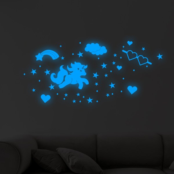 Enhörning Glow-in-the-dark Stars Tak Måne och Lysande Stjärnor St