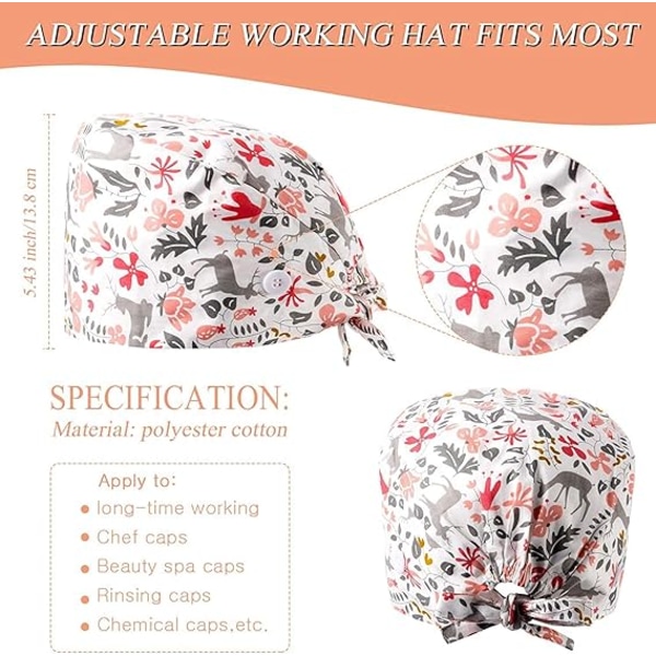 Unisex kirurghette Justerbar Damehette Arbeidshetter Justerbar Br
